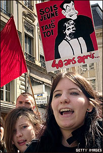 Protesta estudiantil en Lyon, mayo de 2008