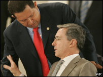 Álvaro Uribe y Hugo Chávez