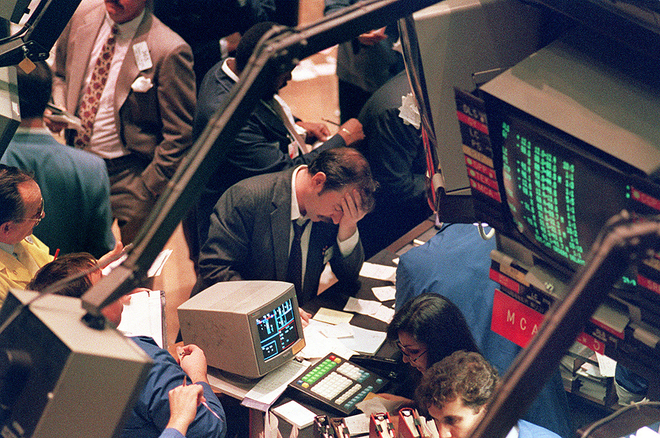 La caída del índice Dow Jones más de 500 puntos el 19 de octubre de 1987 había sido la mayor hasta ahora. AFP/Getty Images 