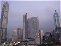 Vista de los rascacielos de Hong Kong
