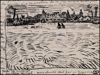 Boceto de Van Gogh, imagen de archivo. 