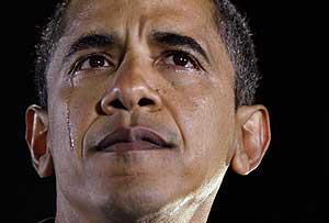 Barack Obama, durante un mitin en Carolina del Norte, llorando la pérdida de su abuela. (Foto: AP) Barack Obama, durante un mitin en Carolina del Norte, llorando la pérdida de su abuela. (Foto: AP)