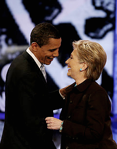 Barack Obama y Hillary Clinton, pre candidatos presidenciales demócratas.