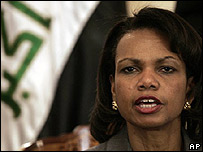 Condoleezza Rice, secretaria de Estado de EE.UU., en Bagdad