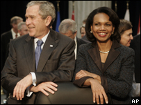 George W. Bush y Condoleezza Rice