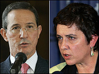 Fernando Araújo, canciller de Colombia, y María Isabel Salvador, canciller de Ecuador